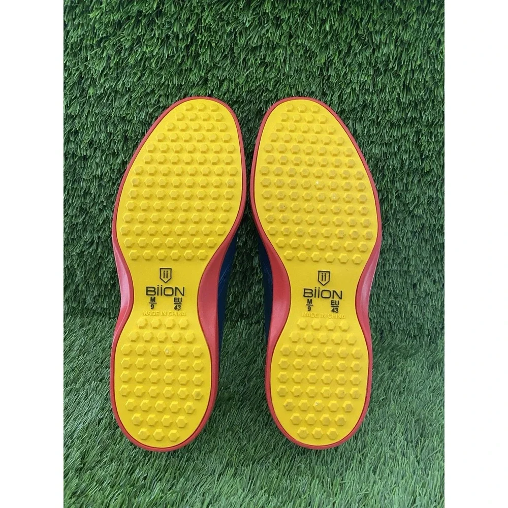 BIION Golf Oxford shoes 9 Blue Red Slip On Waterproof Breathable Lightweight